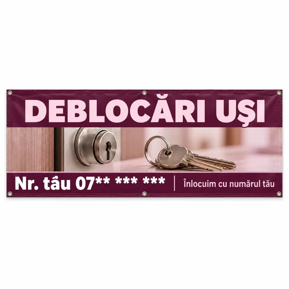Banner deblocări uși cu numărul tău