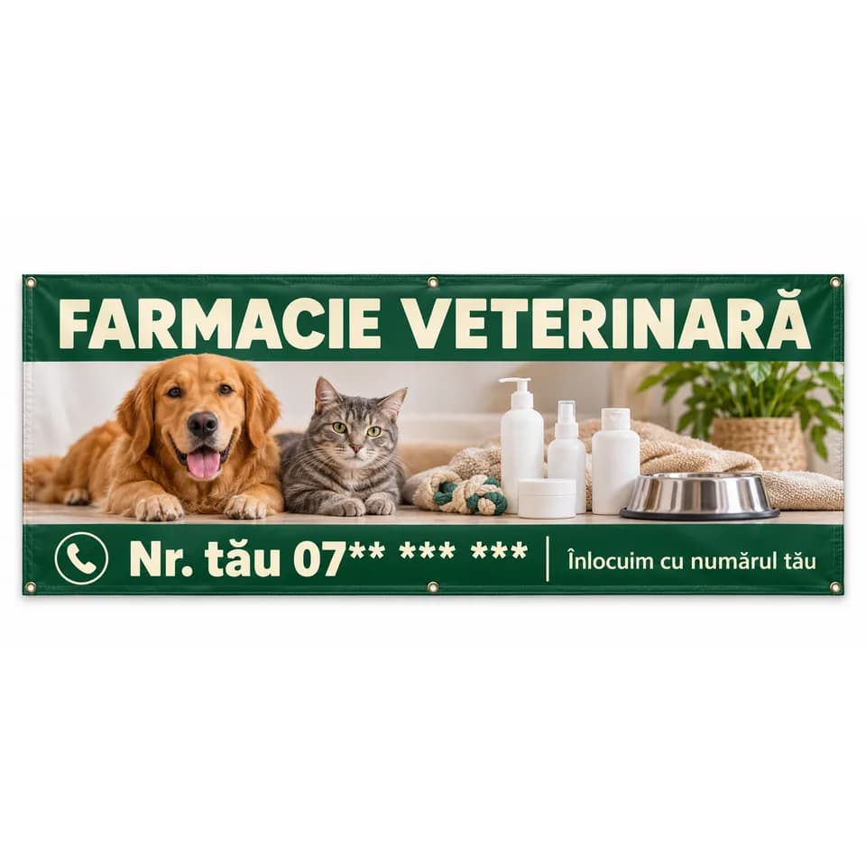 Banner farmacie veterinară cu numărul tău
