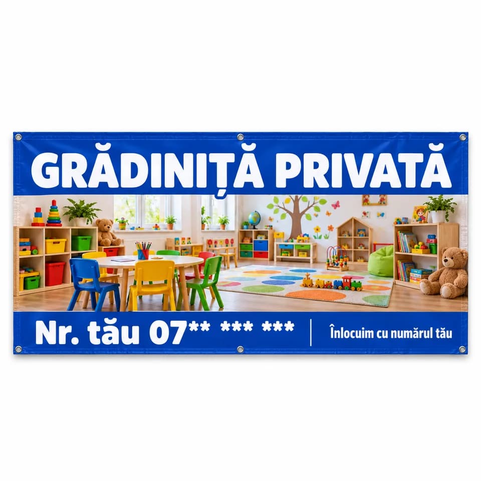 Banner grădiniță privată cu numărul tău