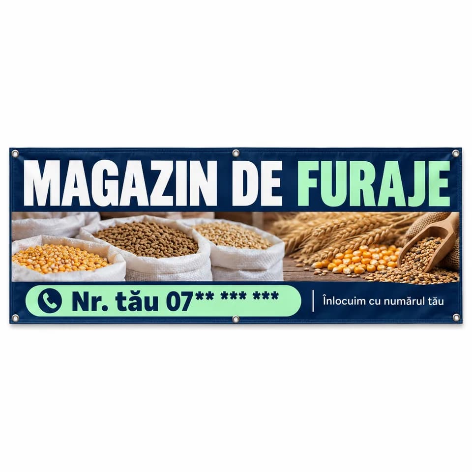 Banner magazin de furaje cu numărul tău