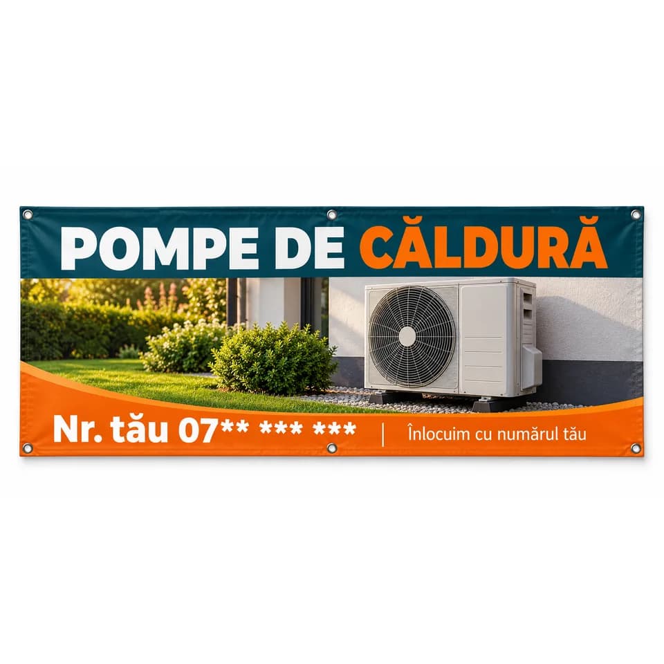 Banner pompe de căldură cu numărul tău