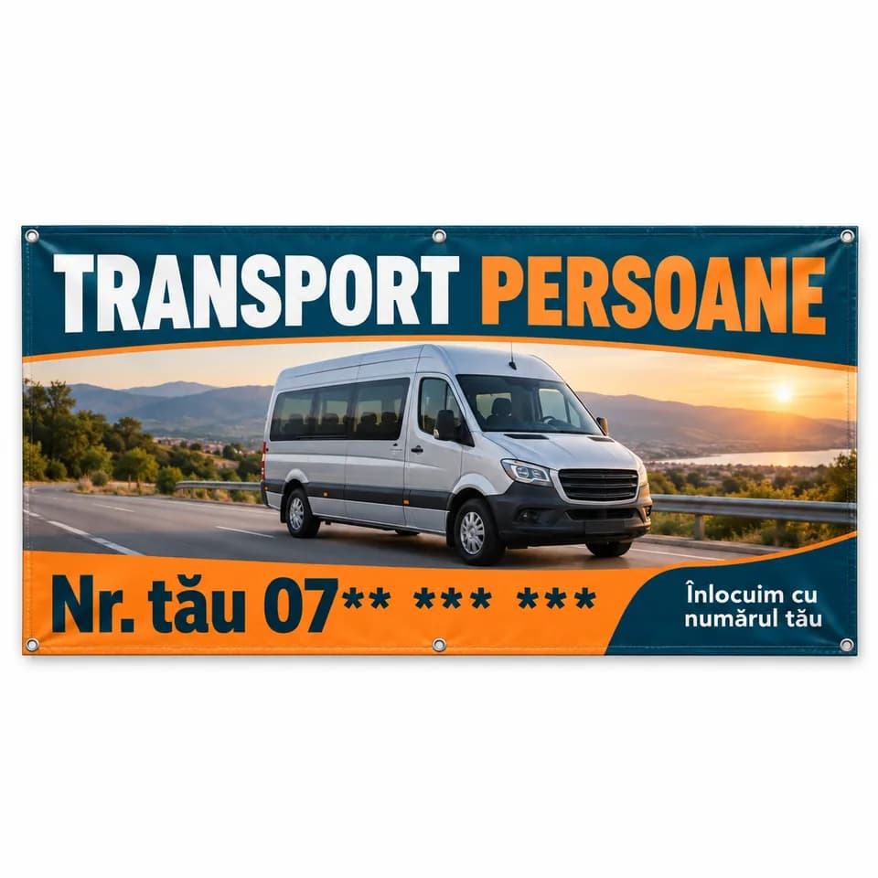 Banner transport persoane cu numărul tău
