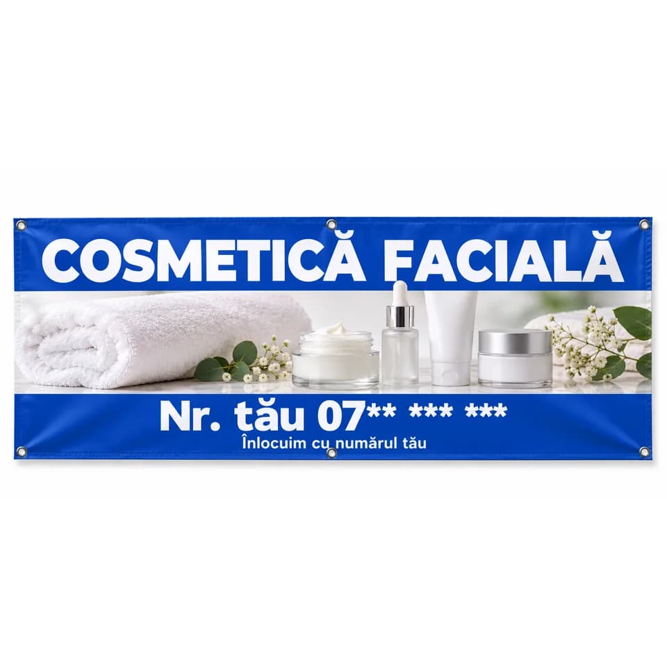 Banner cosmetică facială cu numărul tău