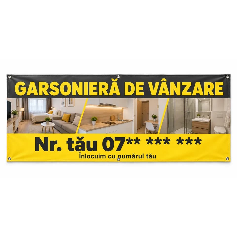 Banner garsonieră de vânzare cu numărul tău