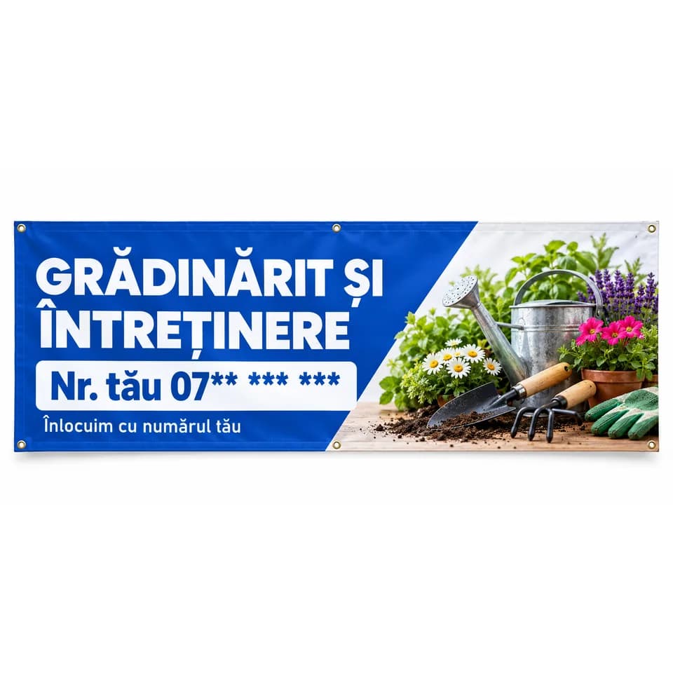 Banner grădinărit și întreținere cu numărul tău