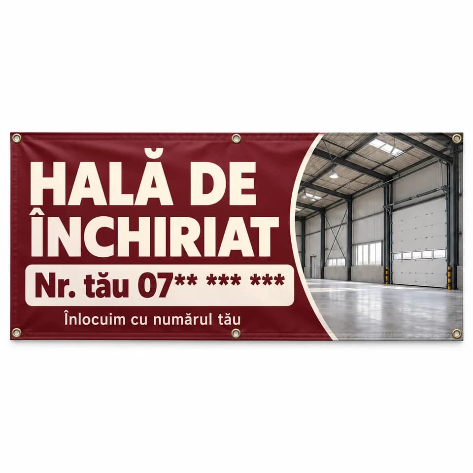 Banner hală de închiriat cu numărul tău