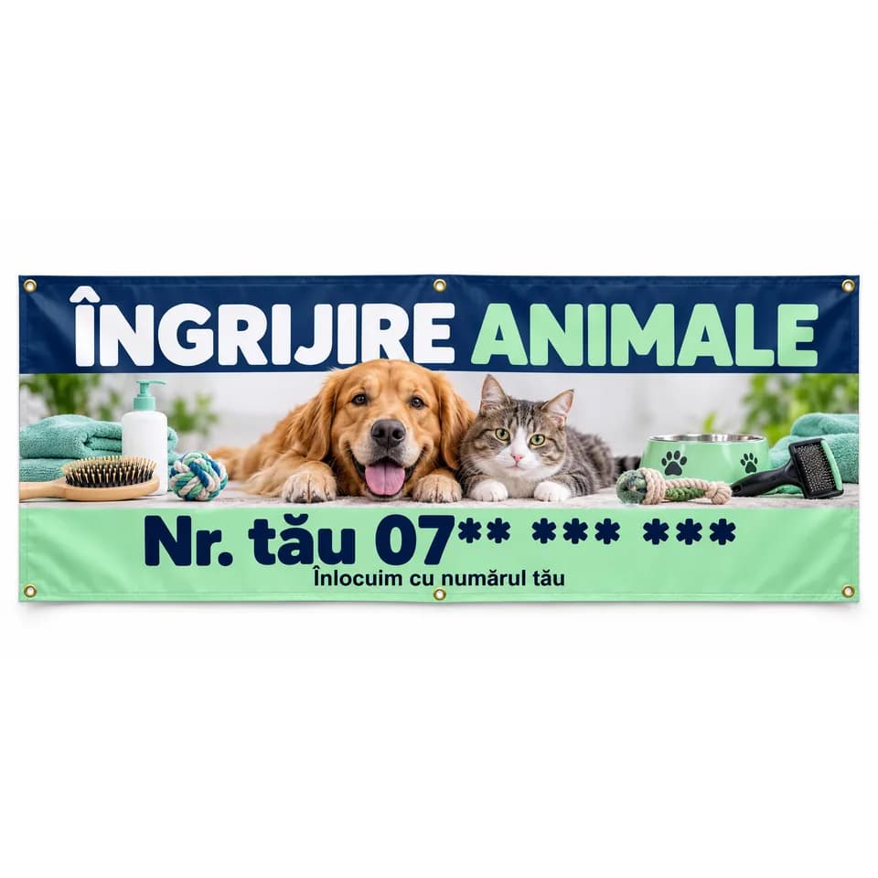 Banner îngrijire animale cu numărul tău