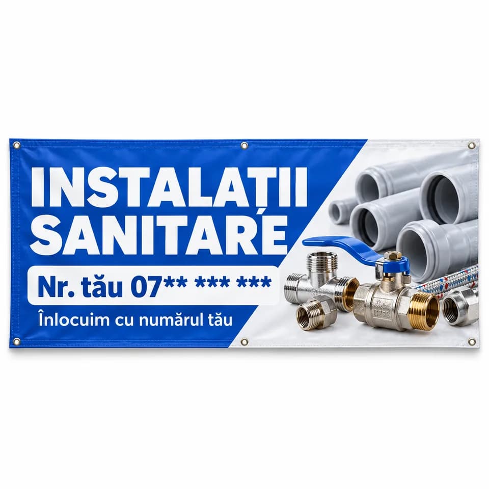 Banner instalații sanitare cu numărul tău