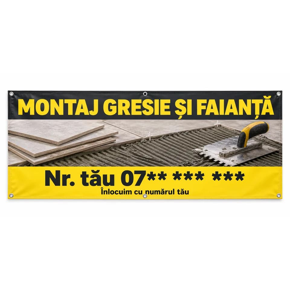 Banner montaj gresie și faianță cu numărul tău