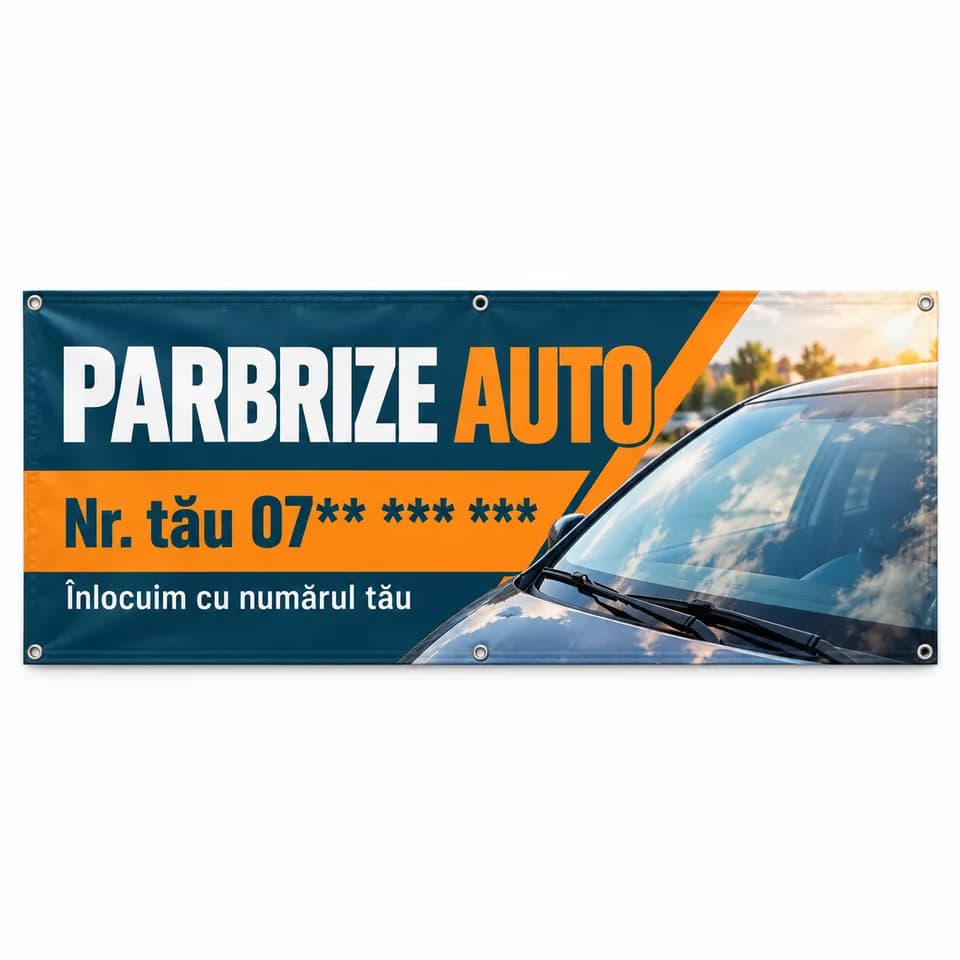 Banner parbrize auto cu numărul tău