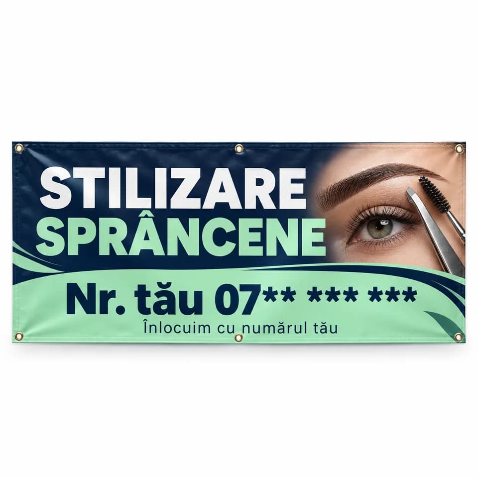 Banner stilizare sprâncene cu numărul tău