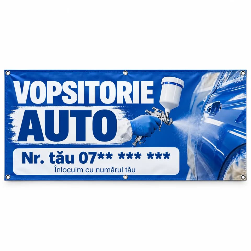 Banner vopsitorie auto cu numărul tău