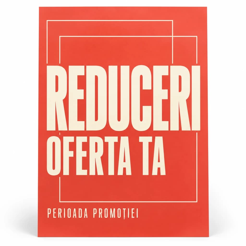Afiș reduceri pentru vitrină și magazin