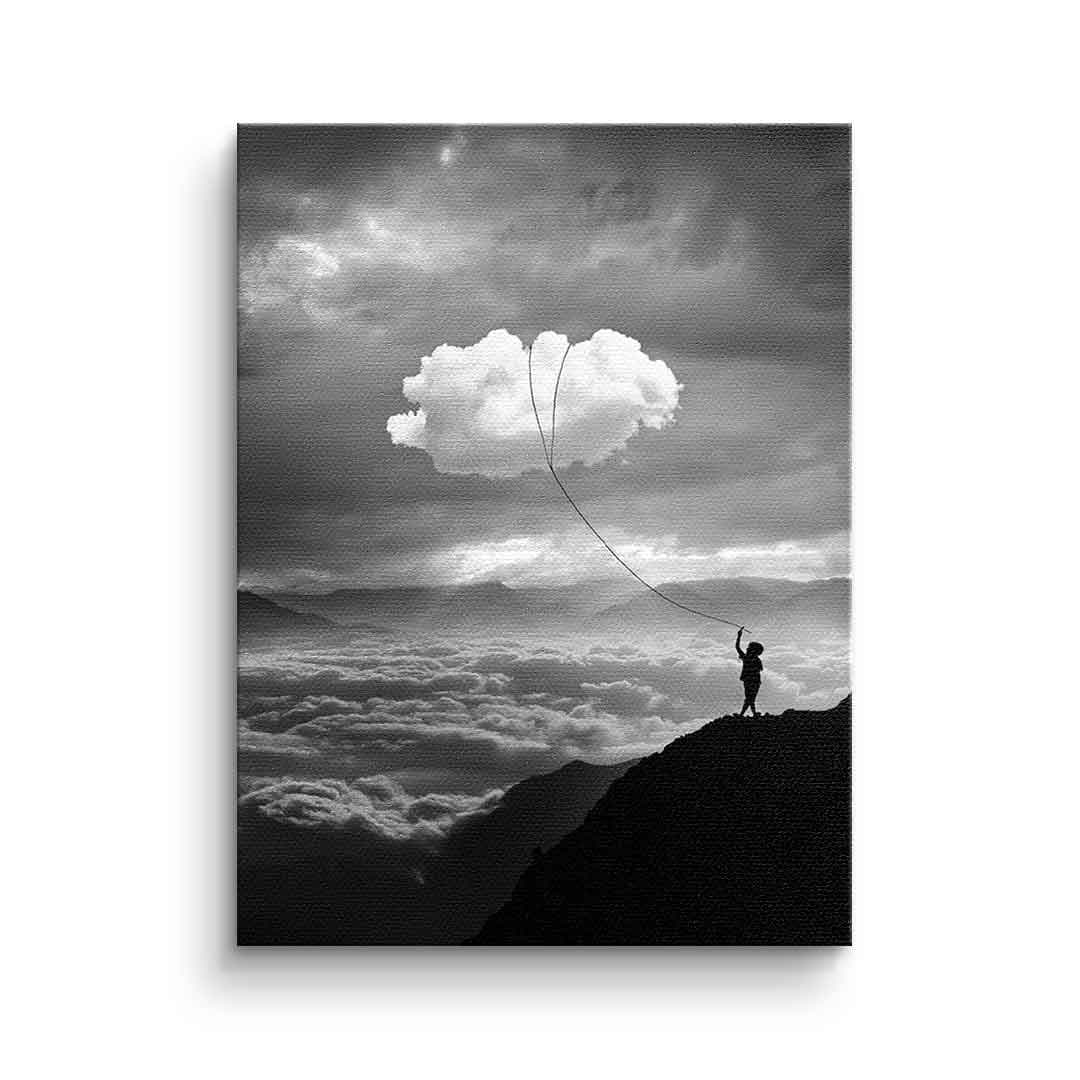 Tablou canvas cer cu nori în alb-negru – decor dormitor liniștit