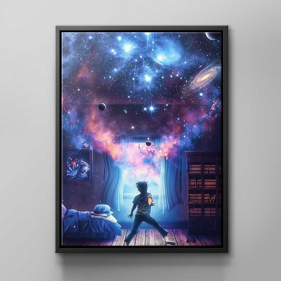 Tablou canvas copil visând la galaxie – pentru camera copiilor