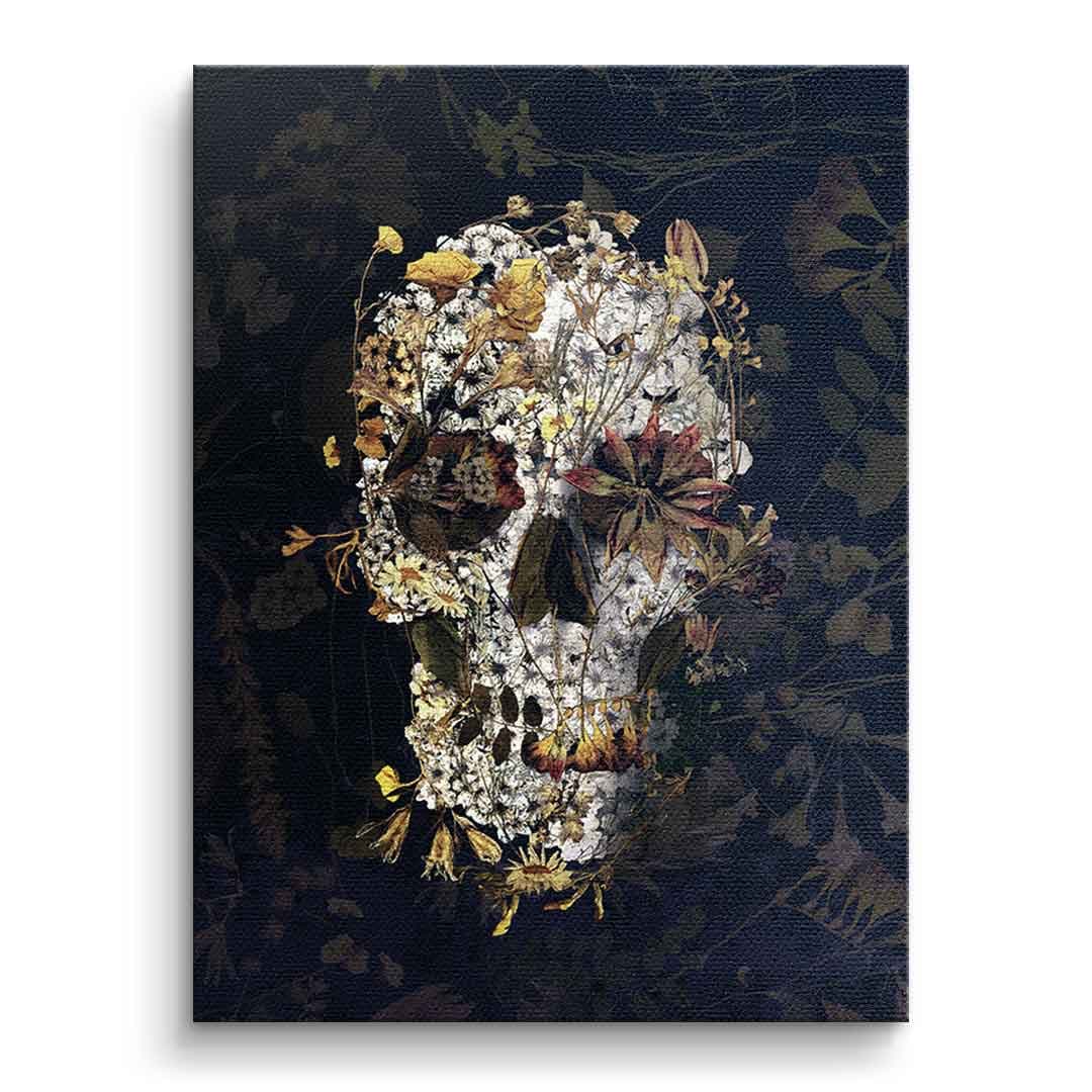 Tablou canvas craniu cu flori uscate – decor dormitor boho