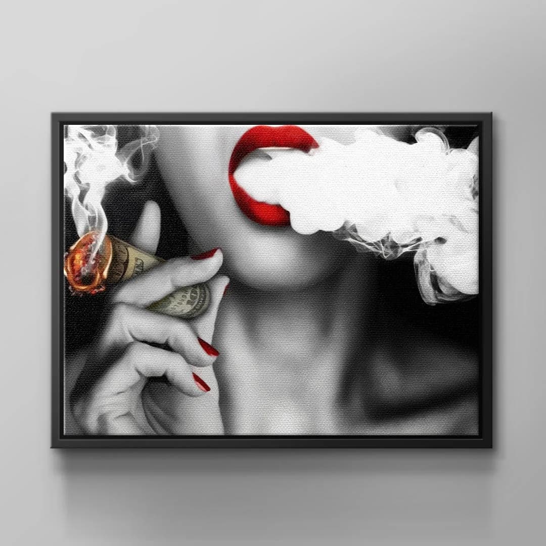Tablou canvas femeie care savurează un trabuc – decor lounge elegant