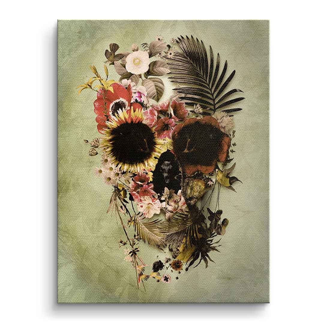 Tablou canvas craniu cu grădină în tonuri deschise – stil boho