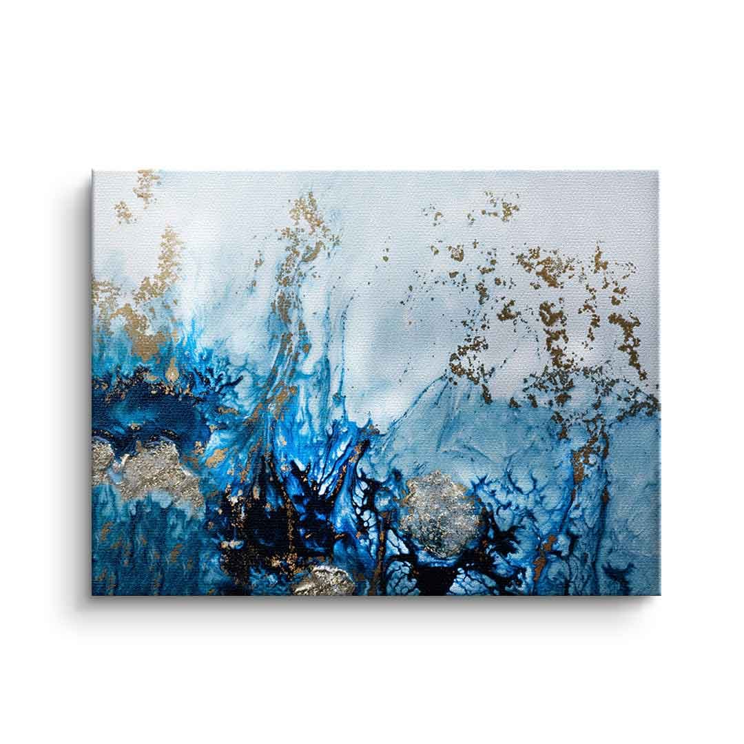 Tablou canvas abstract bej și albastru cu plajă – pentru dormitor