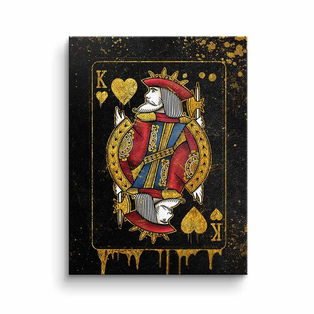 Tablou canvas carte de joc rege negru cu auriu – decor living elegant