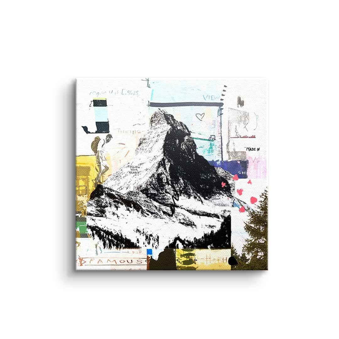 Tablou canvas vârf alpin colaj pop art – decor sufragerie