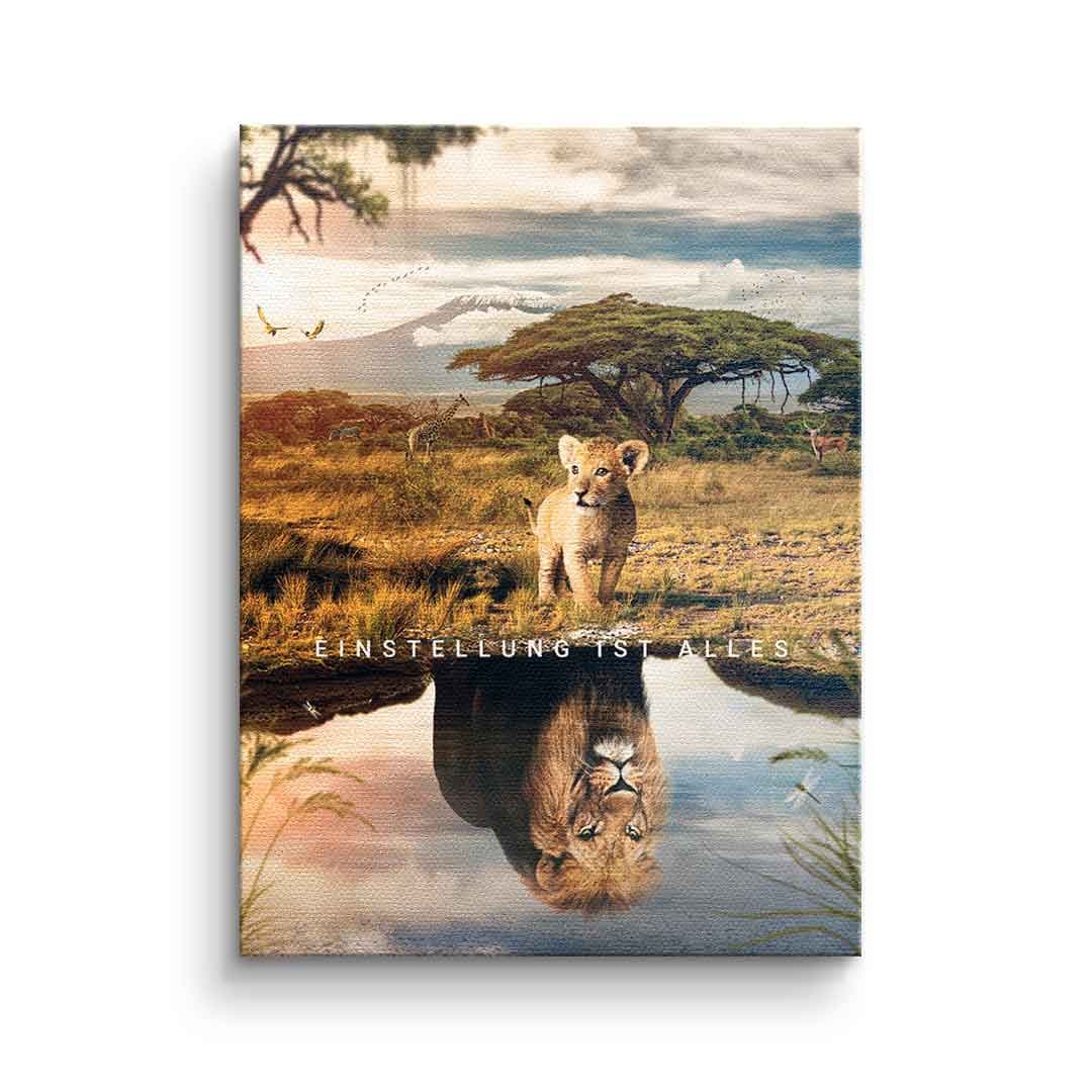 Tablou canvas leu cu citat despre mentalitate – decor birou modern