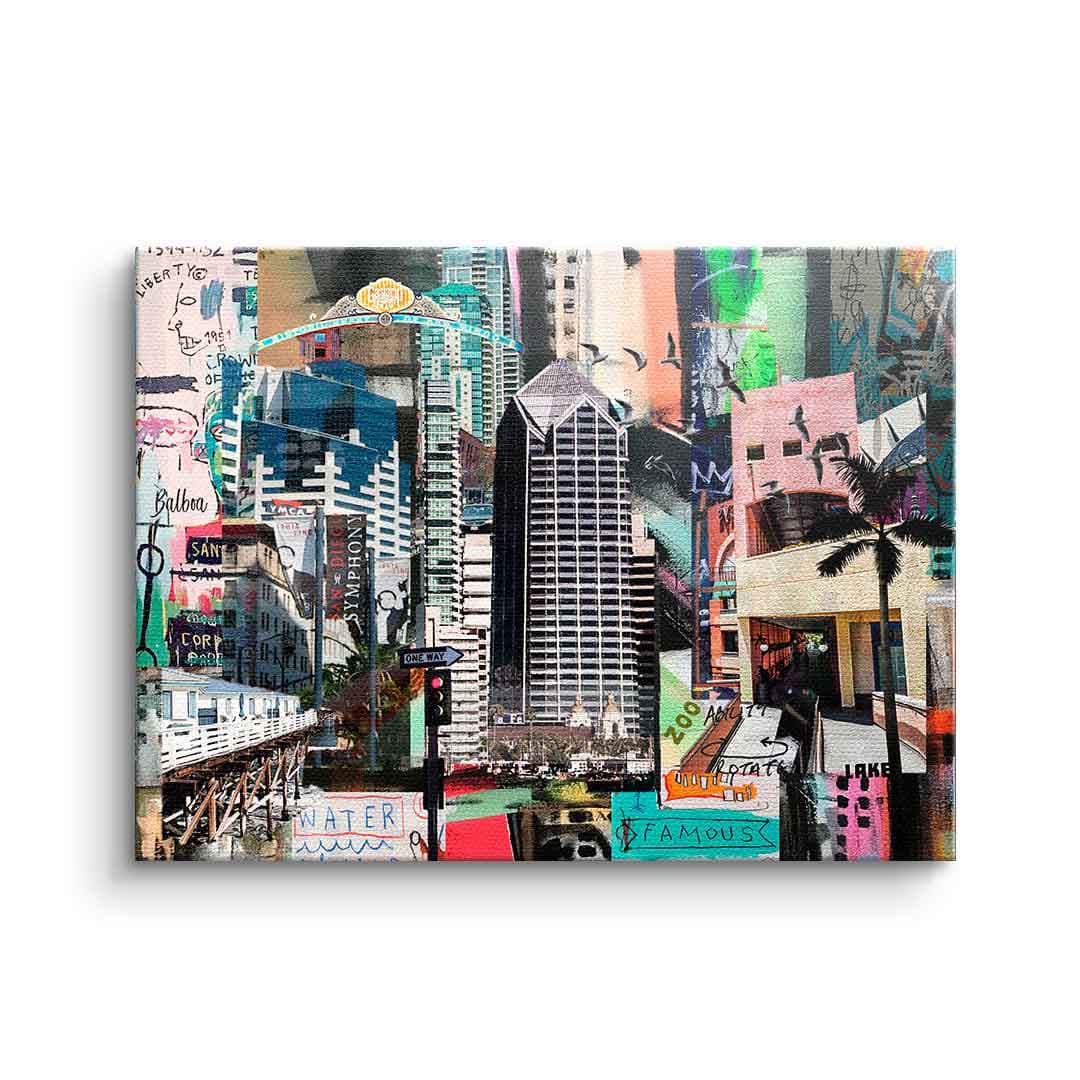 Tablou canvas plajă San Diego pop art – decor living colorat